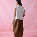 Ivory Khadi Relaxed Six-Panel Tunic with Magyar Sleeves