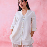 Coord Set Ivory Khadi High-Collar Kurta & Pathani Pant