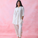 Ivory Khadi Long Shirt & Pathani Pant Co-ord Set