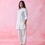 Ivory Khadi Long Shirt & Pathani Pant Co-ord Set