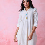 Ivory Khadi Long Shirt & Pathani Pant Co-ord Set