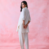 Ivory Khadi Long Shirt & Pathani Pant Co-ord Set