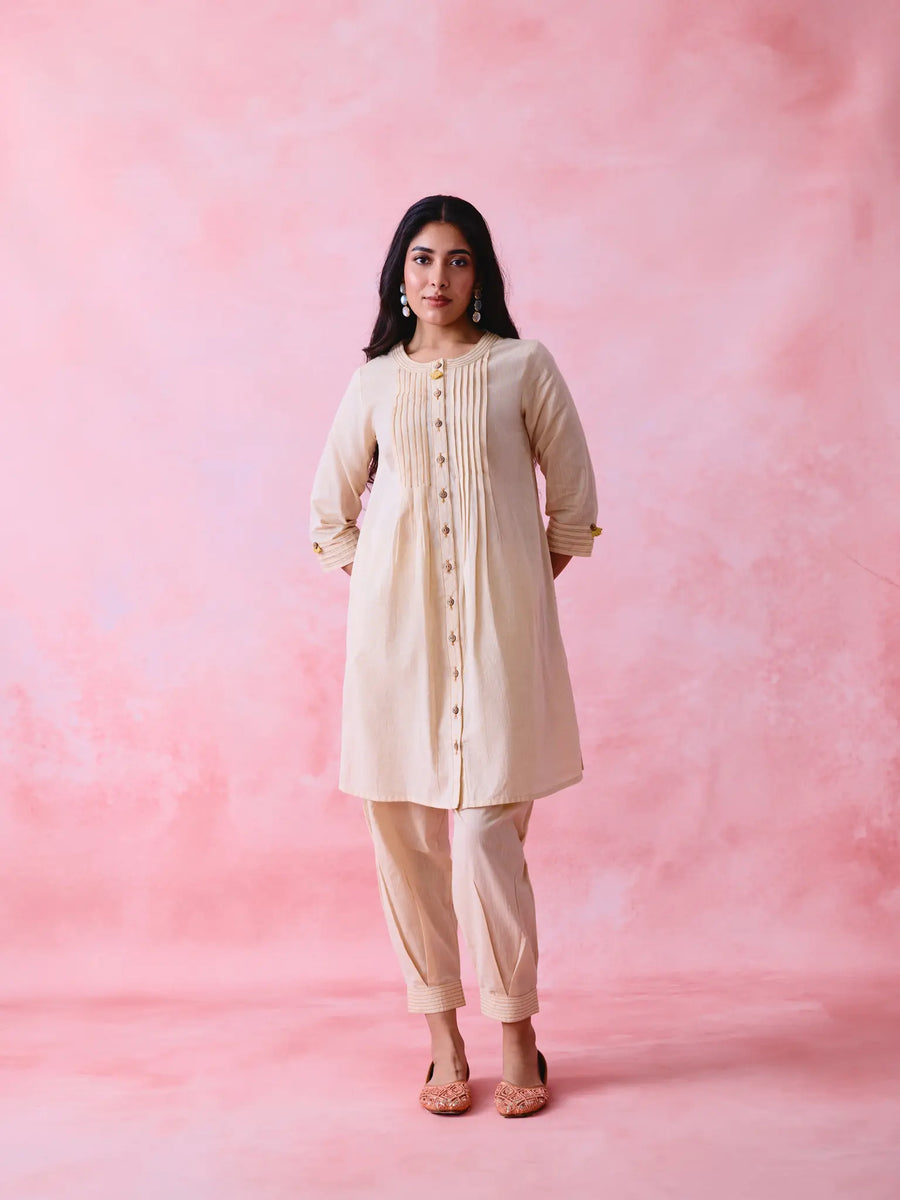 Beige Mangalgiri kurta for women
