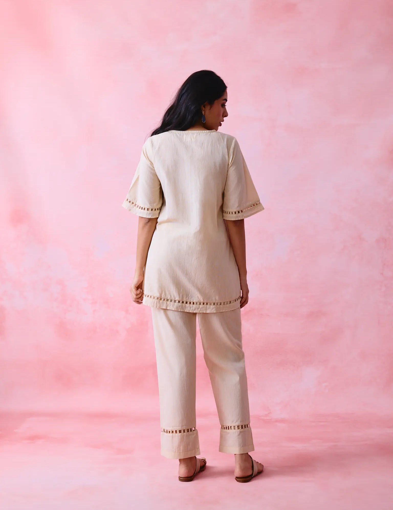 Beige kurta set for women