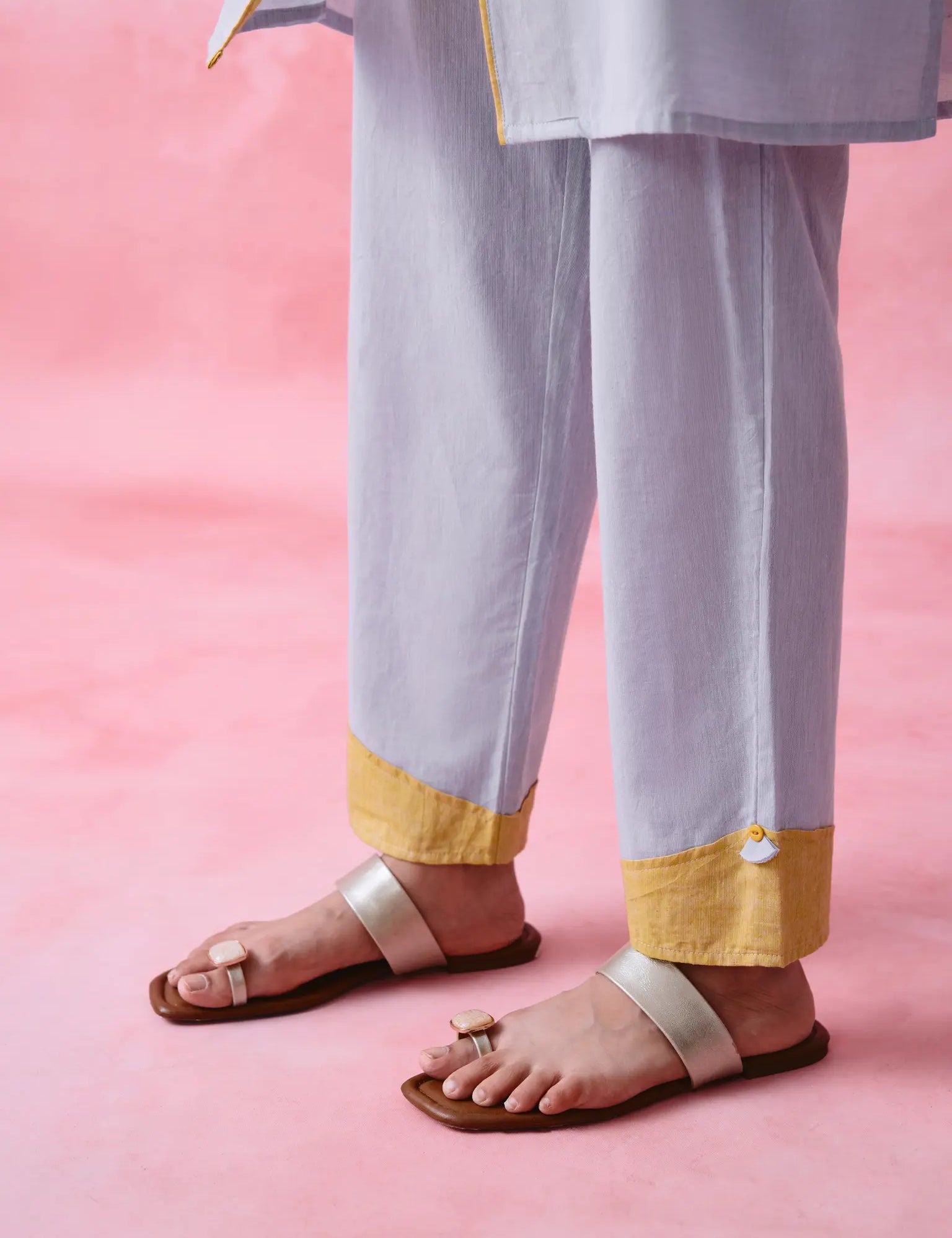 Mustard women’s kurta with straight pants