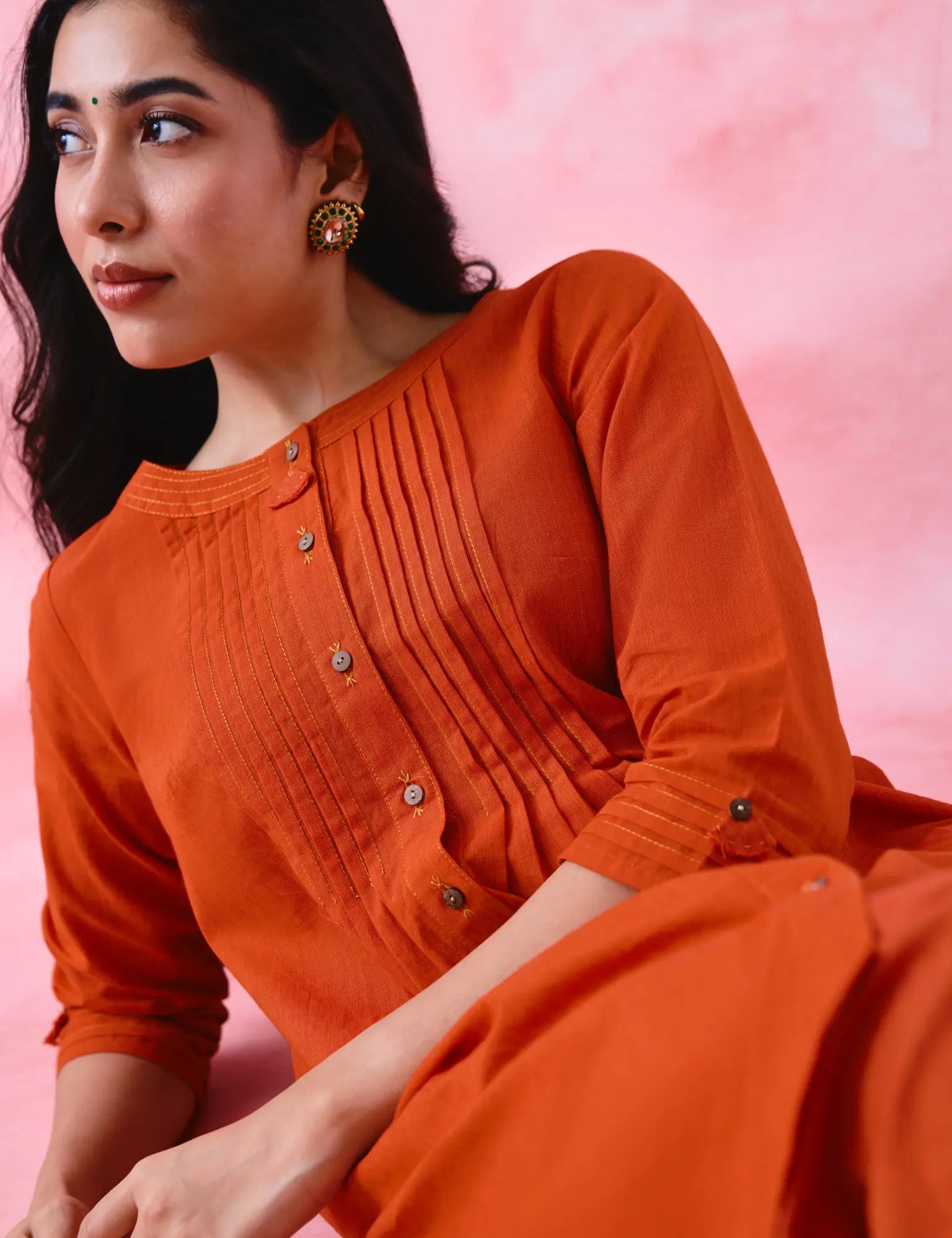 Red kurta coord outfit 