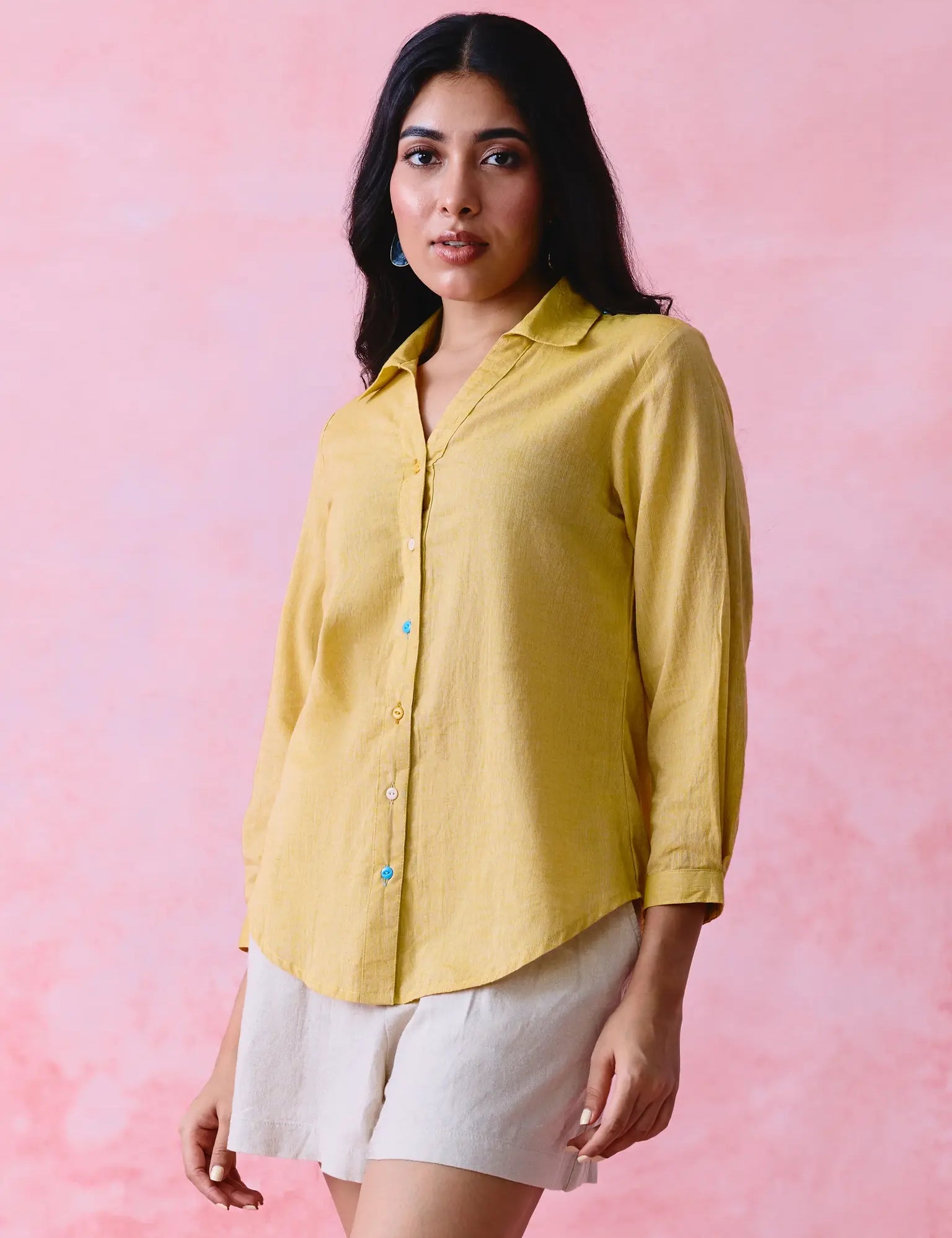 Yellow Mangalgiri shirt for women
