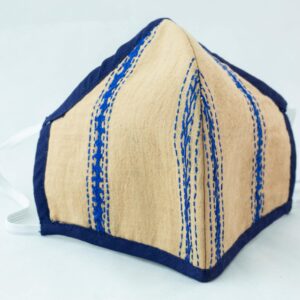 RA Studio Designer Cloth Mask Mangalgiri Mustard With Hints Of Blue Embroidery Work