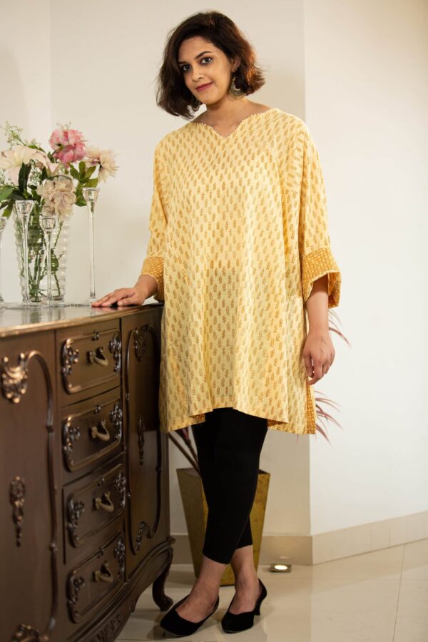 Comfortable Cotton Voil Choga Kurta with Unique Trims and Side Seam Pockets - Image 6