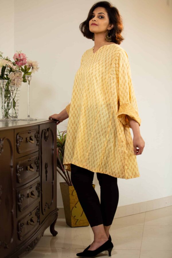 Comfortable Cotton Voil Choga Kurta with Unique Trims and Side Seam Pockets - Image 5