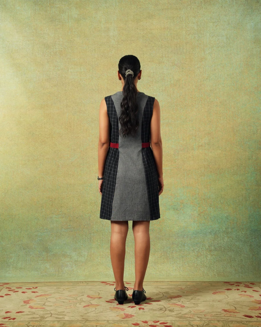 Black and Grey Panel Dress Aline