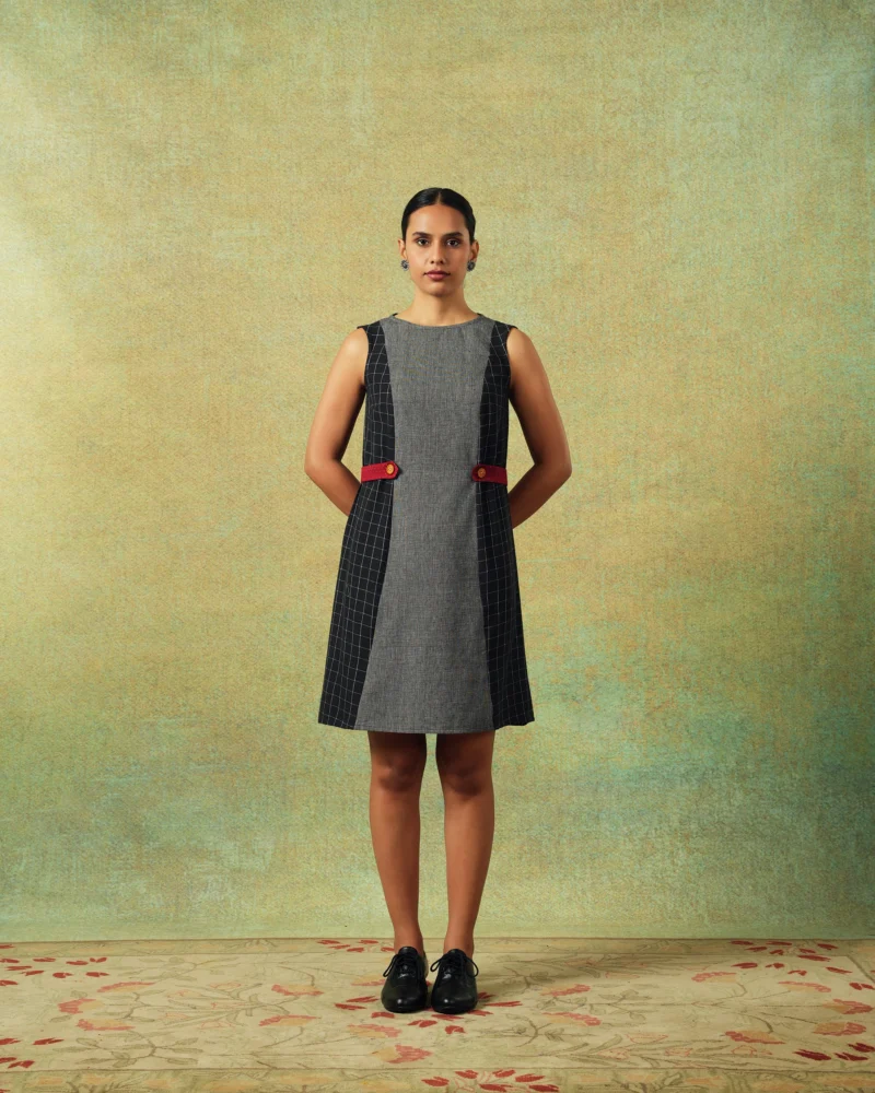 Black and Grey Panel Dress Aline