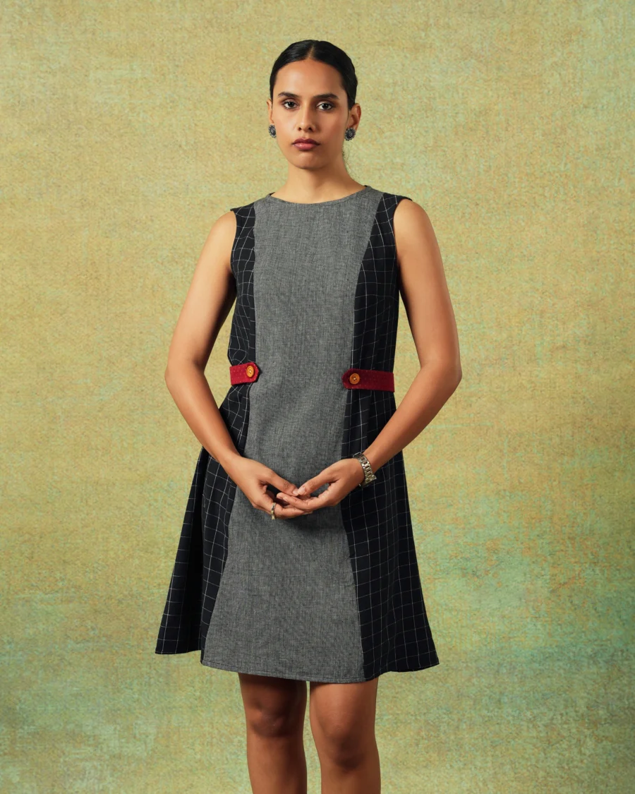 Black and Grey Panel Dress Aline