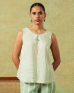 Sleeveless Tunic Green Thin Stripes