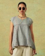 Hand Embroidered Flared Top Grey