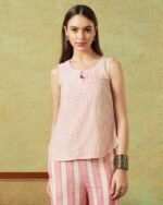 Sleeveless Tunic Pink Thin Stripes