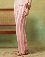 Flared Bottom Pants Pink Wide Stripes - Image 3