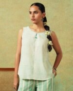 Sleeveless Tunic Green Thin Stripes - Image 3
