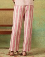Flared Bottom Pants Pink Wide Stripes - Image 4