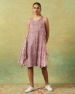Crinkled Burgundy Breezy Shift Dress Gently Flared Dress - Image 4