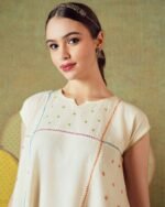 Hand Embroidery Flared Top Stripes Creamy White - Image 5