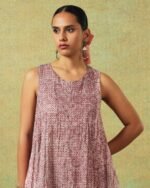 Crinkled Burgundy Breezy Shift Dress Gently Flared Dress - Image 5