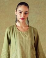 Green Block Printed Tunic Princess Line Cut with Embroidered Pocket - Image 5
