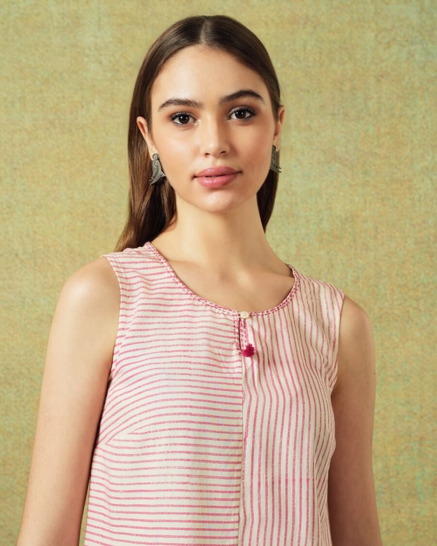 Sleeveless Tunic Pink Thin Stripes - Image 5