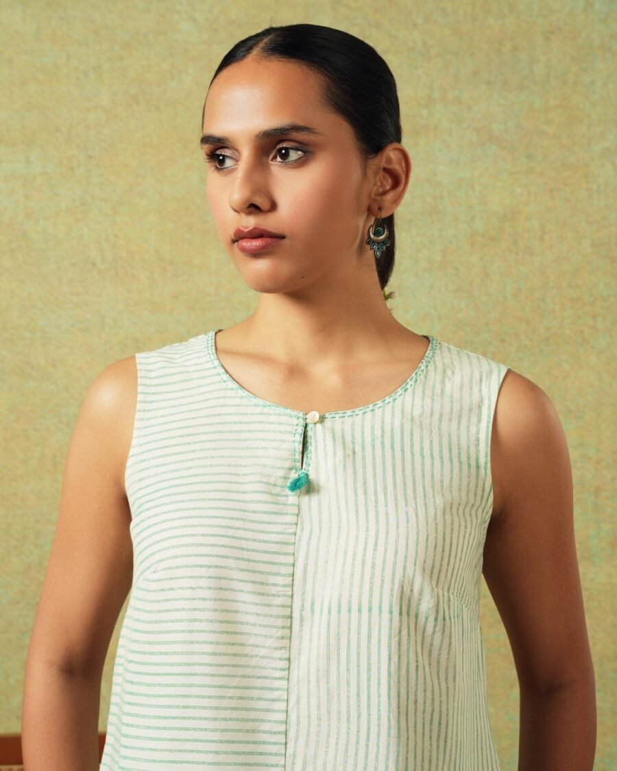 Sleeveless Tunic Green Thin Stripes - Image 6