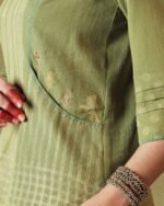 Green Block Printed Tunic Princess Line Cut with Embroidered Pocket - Image 6