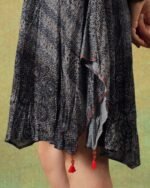 Crinkled Black Grey Breezy Shift Dress Gently Flared Dress - Image 6