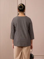 RA Studio Dark Grey Mangalgiri With White Embroidery