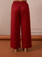 RA Studio Red Flared Pants with Gold Dot Block Print Detailing