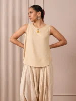 RA Studio Turkish Pants Zig Zag Block Print Beige