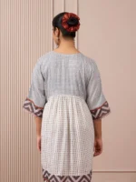 RA Studio Babydoll Cotton Dress with Block Prints & Kotadoria Trims