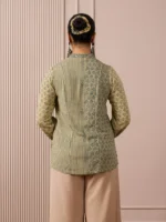 RA Studio Flat Collar Block Printed Shirt with Pockets Green Moth and Stripes