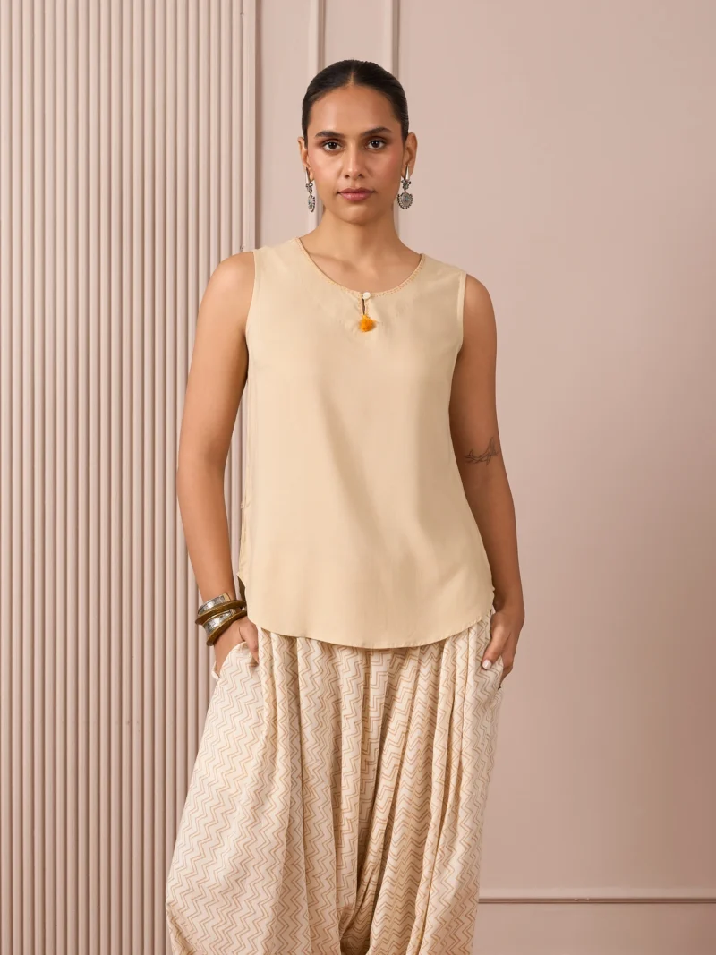 RA Studio Sleeveless Tunic Solid Beige